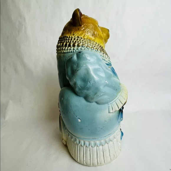 Vintage JUMBO Chalkware Elegant Bear & Penguin Piggy Bank Large 12.5” Tall - Picture 10 of 11